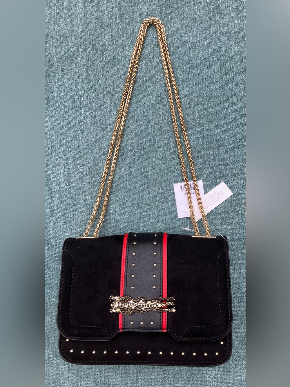 Topshop Crossbody Handbag With Chain Handle and Panther Accent